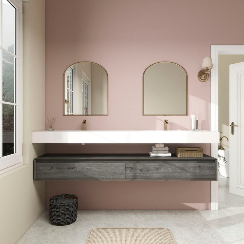 Moreno Bath BTO1784D Alysa 84" Floating Bathroom Vanity Set with FLX16 Acrylic Sink & Double Faucet Holes