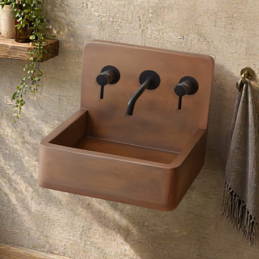 Amadeo Concrete Wall-Mount Bathroom Sink - Vintage Brown