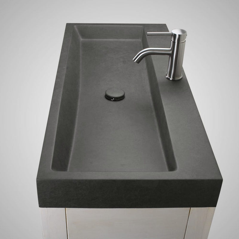 Amador Rectangular Cast Concrete Vessel Sink - Dark Grey
