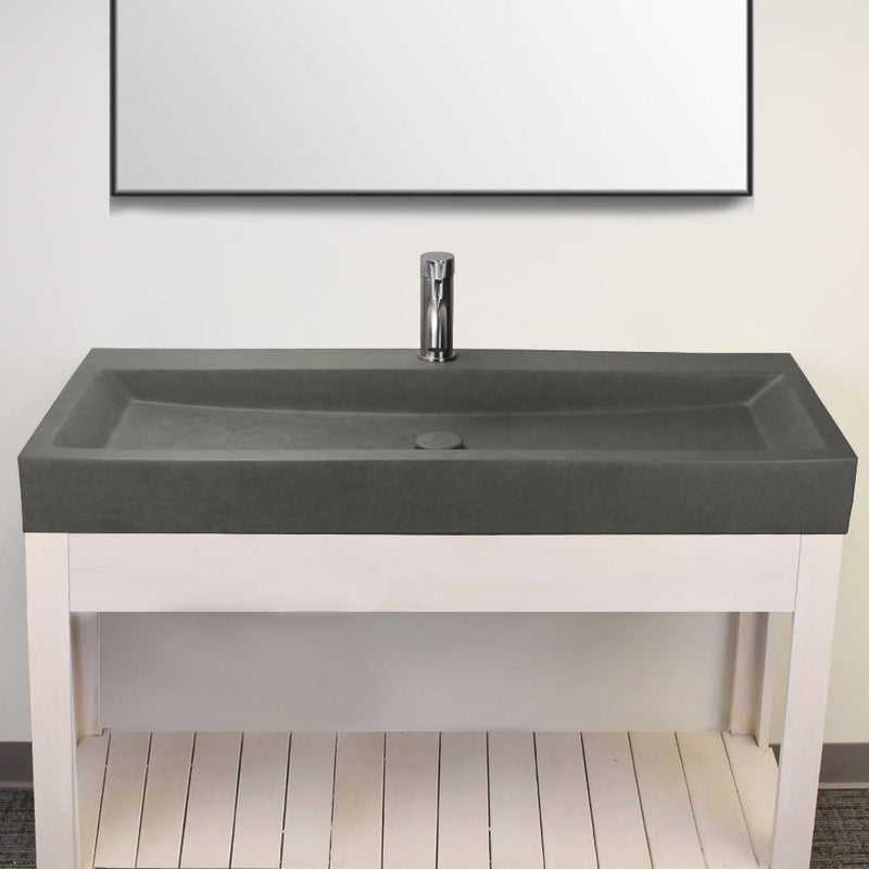 Amador Rectangular Cast Concrete Vessel Sink - Dark Grey