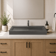 Amador Rectangular Cast Concrete Vessel Sink - Dark Grey