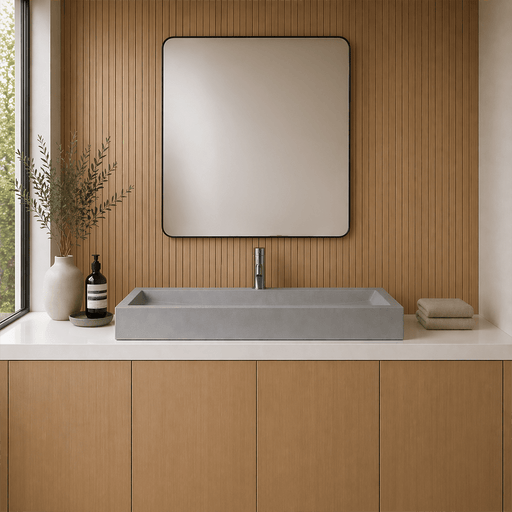 Amador Rectangular Cast Concrete Vessel Sink - Light Grey