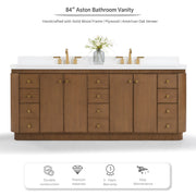 Ancerre Designs VTS-Aston-84-CN-WQZ Aston 84" Chestnut Oak Double Sink Bathroom Vanity with Alpine White Quartz Top - view 2