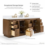 Ancerre Designs VTS-Aston-84-CN-WQZ Aston 84" Chestnut Oak Double Sink Bathroom Vanity with Alpine White Quartz Top - view 5