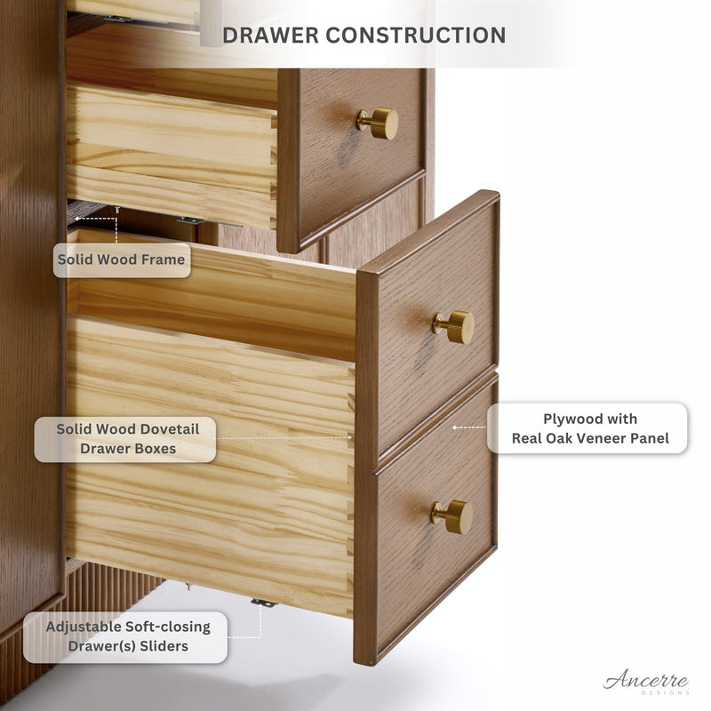 Ancerre Designs VTS-Aston-84-CN-WQZ Aston 84" Chestnut Oak Double Sink Bathroom Vanity with Alpine White Quartz Top - view 6
