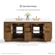 Ancerre Designs VTS-Aston-84-CN-WQZ Aston 84" Chestnut Oak Double Sink Bathroom Vanity with Alpine White Quartz Top - view 8