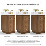 Ancerre Designs VTS-Aston-84-CN-WQZ Aston 84" Chestnut Oak Double Sink Bathroom Vanity with Alpine White Quartz Top - view 9