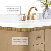 Ancerre Designs VTS-Aston-84-Oak-WQZ Aston 84" American Oak Double Sink Bathroom Vanity with Alpine White Quartz Top - view 3