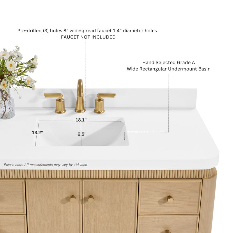 Ancerre Designs VTS-Aston-84-Oak-WQZ Aston 84" American Oak Double Sink Bathroom Vanity with Alpine White Quartz Top - view 4