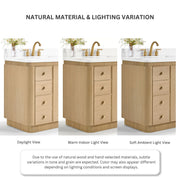 Ancerre Designs VTS-Aston-84-Oak-WQZ Aston 84" American Oak Double Sink Bathroom Vanity with Alpine White Quartz Top - view 9