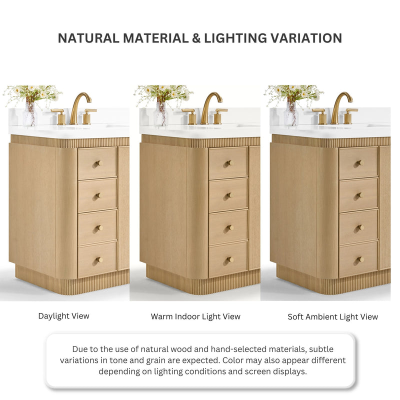 Ancerre Designs VTS-Aston-84-Oak-WQZ Aston 84" American Oak Double Sink Bathroom Vanity with Alpine White Quartz Top - view 9
