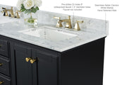 Ancerre Designs VTS-AUDREY-60-BO-CW-GD Audrey 60" Black Onyx Double Sink Bathroom Vanity with Italian Carrara White Marble Top and Gold Hardware - view 10