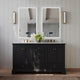 Ancerre Designs VTS-AUDREY-60-BO-CW-GD Audrey 60" Black Onyx Double Sink Bathroom Vanity with Italian Carrara White Marble Top and Gold Hardware