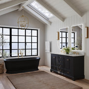 Ancerre Designs VTS-AUDREY-60-BO-CW-GD Audrey 60" Black Onyx Double Sink Bathroom Vanity with Italian Carrara White Marble Top and Gold Hardware - view 2