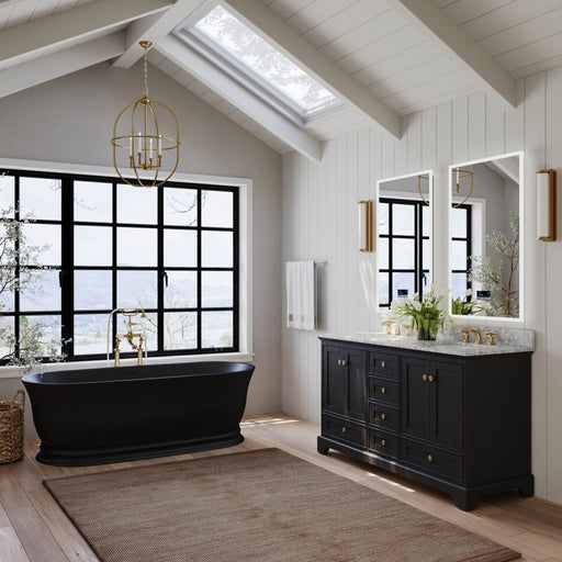 Ancerre Designs VTS-AUDREY-60-BO-CW-GD Audrey 60" Black Onyx Double Sink Bathroom Vanity with Italian Carrara White Marble Top and Gold Hardware - view 2