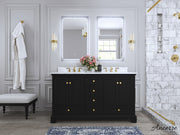 Ancerre Designs VTS-AUDREY-60-BO-CW-GD Audrey 60" Black Onyx Double Sink Bathroom Vanity with Italian Carrara White Marble Top and Gold Hardware - view 5