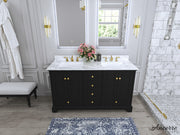 Ancerre Designs VTS-AUDREY-60-BO-CW-GD Audrey 60" Black Onyx Double Sink Bathroom Vanity with Italian Carrara White Marble Top and Gold Hardware - view 7