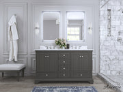 Ancerre Designs VTS-AUDREY-60-SG-CW Audrey 60" Sapphire Gray Double Sink Bathroom Vanity with Italian Carrara White Marble Top and Brushed Nickel Hardware - view 10