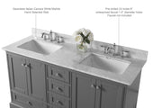 Ancerre Designs VTS-AUDREY-60-SG-CW Audrey 60" Sapphire Gray Double Sink Bathroom Vanity with Italian Carrara White Marble Top and Brushed Nickel Hardware - view 13