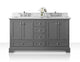 Ancerre Designs VTS-AUDREY-60-SG-CW Audrey 60" Sapphire Gray Double Sink Bathroom Vanity with Italian Carrara White Marble Top and Brushed Nickel Hardware