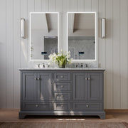 Ancerre Designs VTS-AUDREY-60-SG-CW Audrey 60" Sapphire Gray Double Sink Bathroom Vanity with Italian Carrara White Marble Top and Brushed Nickel Hardware - view 3