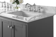 Ancerre Designs VTS-AUDREY-60-SG-CW Audrey 60" Sapphire Gray Double Sink Bathroom Vanity with Italian Carrara White Marble Top and Brushed Nickel Hardware - view 6