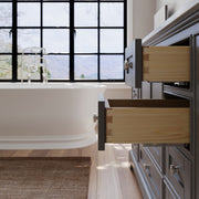 Ancerre Designs VTS-AUDREY-60-SG-CW Audrey 60" Sapphire Gray Double Sink Bathroom Vanity with Italian Carrara White Marble Top and Brushed Nickel Hardware - view 9
