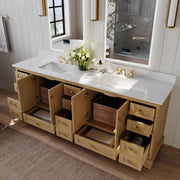 Ancerre Designs VTS-Audrey-84-Oak-WQZ Audrey 84" American Oak Double Sink Bathroom Vanity with Alpine White Quartz Top - view 3