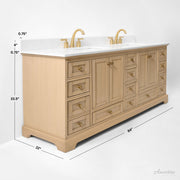 Ancerre Designs VTS-Audrey-84-Oak-WQZ Audrey 84" American Oak Double Sink Bathroom Vanity with Alpine White Quartz Top - view 4