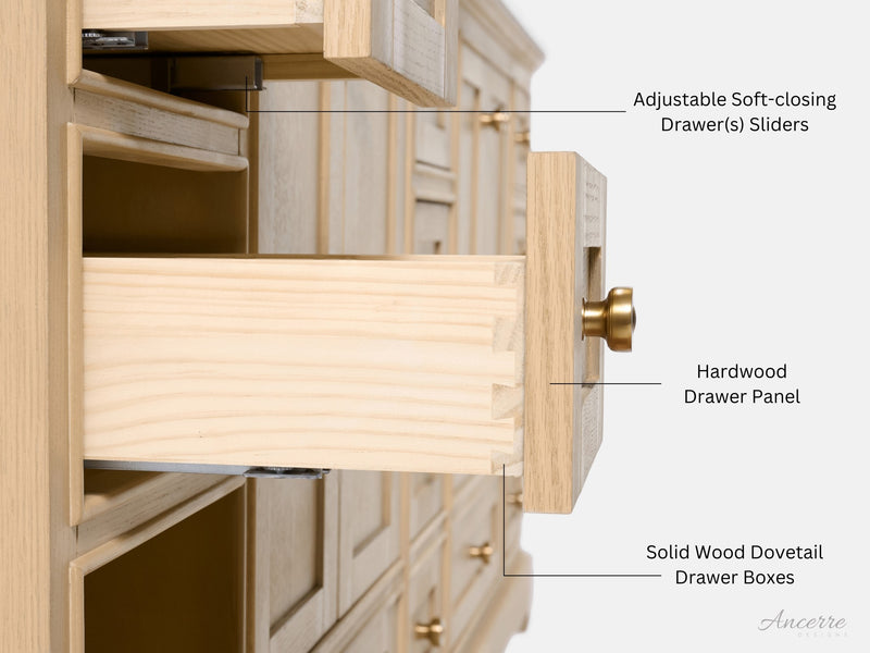 Ancerre Designs VTS-Audrey-84-Oak-WQZ Audrey 84" American Oak Double Sink Bathroom Vanity with Alpine White Quartz Top - view 8