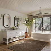 Ancerre Designs VTS-ELIZABETH-72-W-CW Elizabeth 72" White Double Sink Bathroom Vanity with Italian Carrara White Marble Top and Brushed Nickel Hardware - view 4