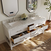 Ancerre Designs VTS-ELIZABETH-72-W-CW Elizabeth 72" White Double Sink Bathroom Vanity with Italian Carrara White Marble Top and Brushed Nickel Hardware - view 5
