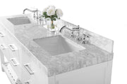 Ancerre Designs VTS-ELIZABETH-72-W-CW Elizabeth 72" White Double Sink Bathroom Vanity with Italian Carrara White Marble Top and Brushed Nickel Hardware - view 6
