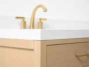 Ancerre Designs VTS-Elizabeth-84-Oak-WQZ Elizabeth 84" American Oak Double Sink Bathroom Vanity with Alpine White Quartz Top - view 10