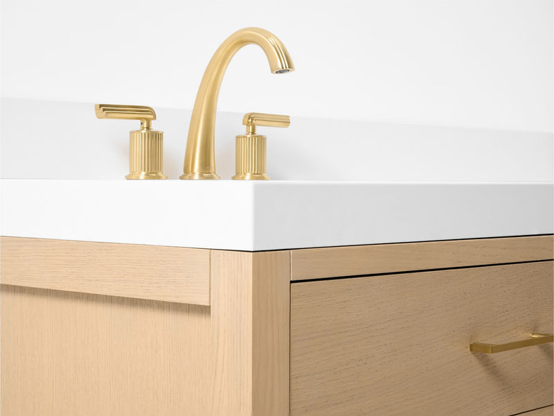 Ancerre Designs VTS-Elizabeth-84-Oak-WQZ Elizabeth 84" American Oak Double Sink Bathroom Vanity with Alpine White Quartz Top - view 10