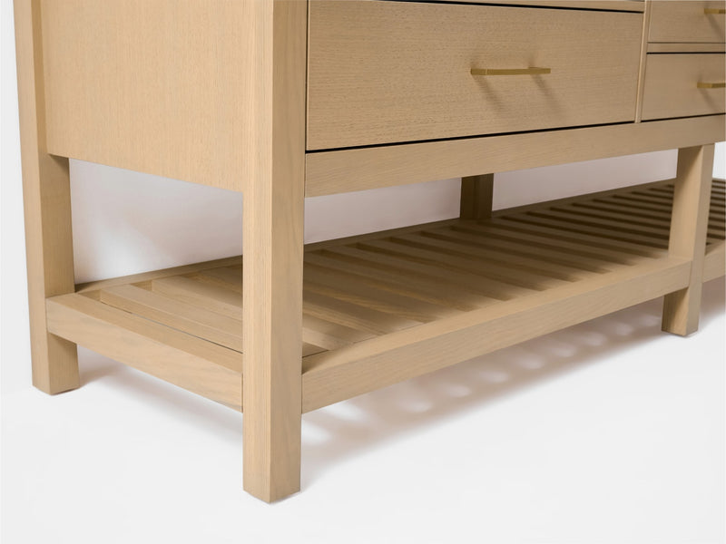Ancerre Designs VTS-Elizabeth-84-Oak-WQZ Elizabeth 84" American Oak Double Sink Bathroom Vanity with Alpine White Quartz Top - view 11
