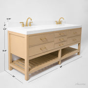 Ancerre Designs VTS-Elizabeth-84-Oak-WQZ Elizabeth 84" American Oak Double Sink Bathroom Vanity with Alpine White Quartz Top - view 12