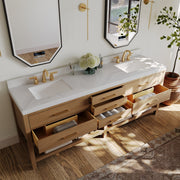 Ancerre Designs VTS-Elizabeth-84-Oak-WQZ Elizabeth 84" American Oak Double Sink Bathroom Vanity with Alpine White Quartz Top - view 5