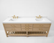 Ancerre Designs VTS-Elizabeth-84-Oak-WQZ Elizabeth 84" American Oak Double Sink Bathroom Vanity with Alpine White Quartz Top - view 6