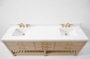 Ancerre Designs VTS-Elizabeth-84-Oak-WQZ Elizabeth 84" American Oak Double Sink Bathroom Vanity with Alpine White Quartz Top - view 7