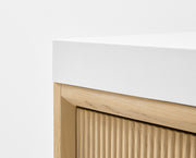 Ancerre Designs VTS-Momo-84-Oak-WQZ Momo 84" American Oak Double Sink Bathroom Vanity with Alpine White Quartz Top - view 12