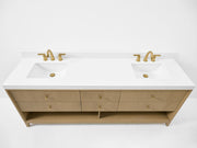 Ancerre Designs VTS-Momo-84-Oak-WQZ Momo 84" American Oak Double Sink Bathroom Vanity with Alpine White Quartz Top - view 7