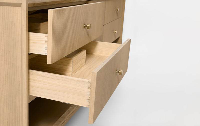Ancerre Designs VTS-Momo-84-Oak-WQZ Momo 84" American Oak Double Sink Bathroom Vanity with Alpine White Quartz Top - view 8