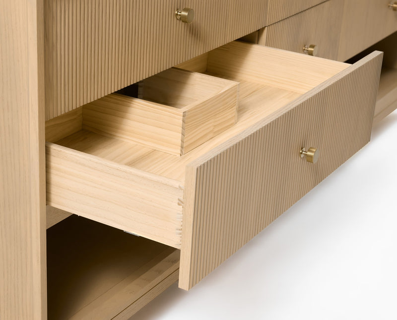 Ancerre Designs VTS-Momo-84-Oak-WQZ Momo 84" American Oak Double Sink Bathroom Vanity with Alpine White Quartz Top - view 9