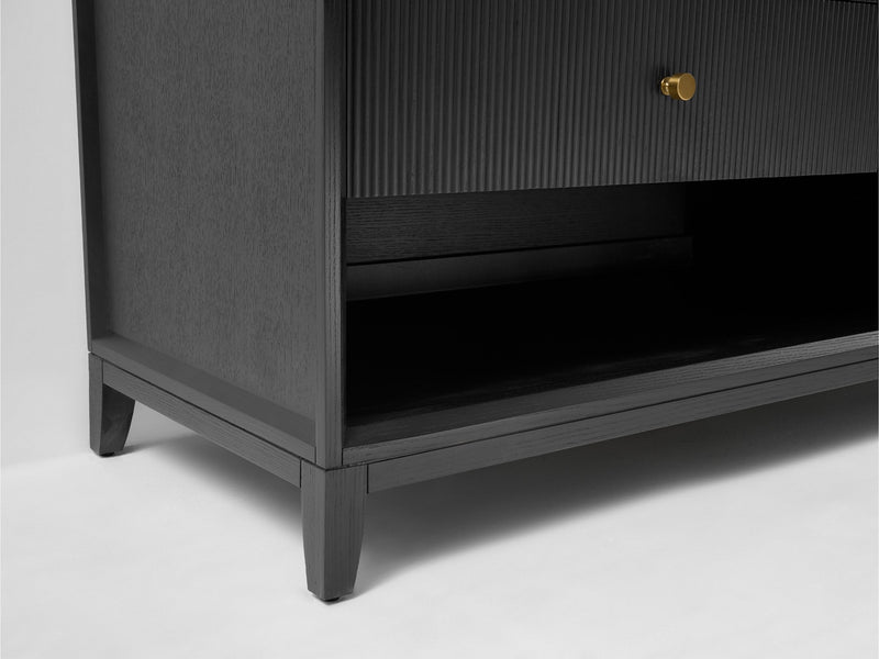 Ancerre Designs VTS-Momo-84-RBO-WQZ Momo 84" Black Oak Double Sink Bathroom Vanity with Alpine White Quartz Top - view 11