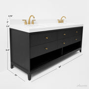 Ancerre Designs VTS-Momo-84-RBO-WQZ Momo 84" Black Oak Double Sink Bathroom Vanity with Alpine White Quartz Top - view 12