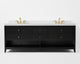 Ancerre Designs VTS-Momo-84-RBO-WQZ Momo 84" Black Oak Double Sink Bathroom Vanity with Alpine White Quartz Top