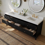 Ancerre Designs VTS-Momo-84-RBO-WQZ Momo 84" Black Oak Double Sink Bathroom Vanity with Alpine White Quartz Top - view 5