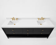 Ancerre Designs VTS-Momo-84-RBO-WQZ Momo 84" Black Oak Double Sink Bathroom Vanity with Alpine White Quartz Top - view 6