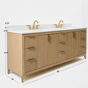 Ancerre Designs VTS-Turlington-84-Oak-WQZ Turlington 84" American Oak Double Sink Bathroom Vanity with Alpine White Quartz Top - view 13